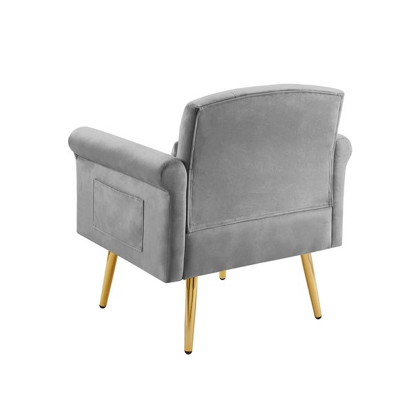 Elegant luxury Velvet Armchair Accent Chairs Tufted Back Lounge Chairs with Nailhead Arms and Pockets