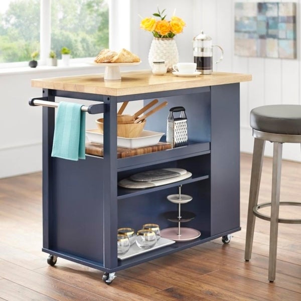 angelo:HOME Kitchen Island/Cart - Boston (Navy)