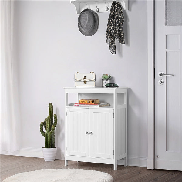 Topeakmart Bathroom Storage Cabinet Multifunctional Floor Cabinet w/Adjustable Shelf White