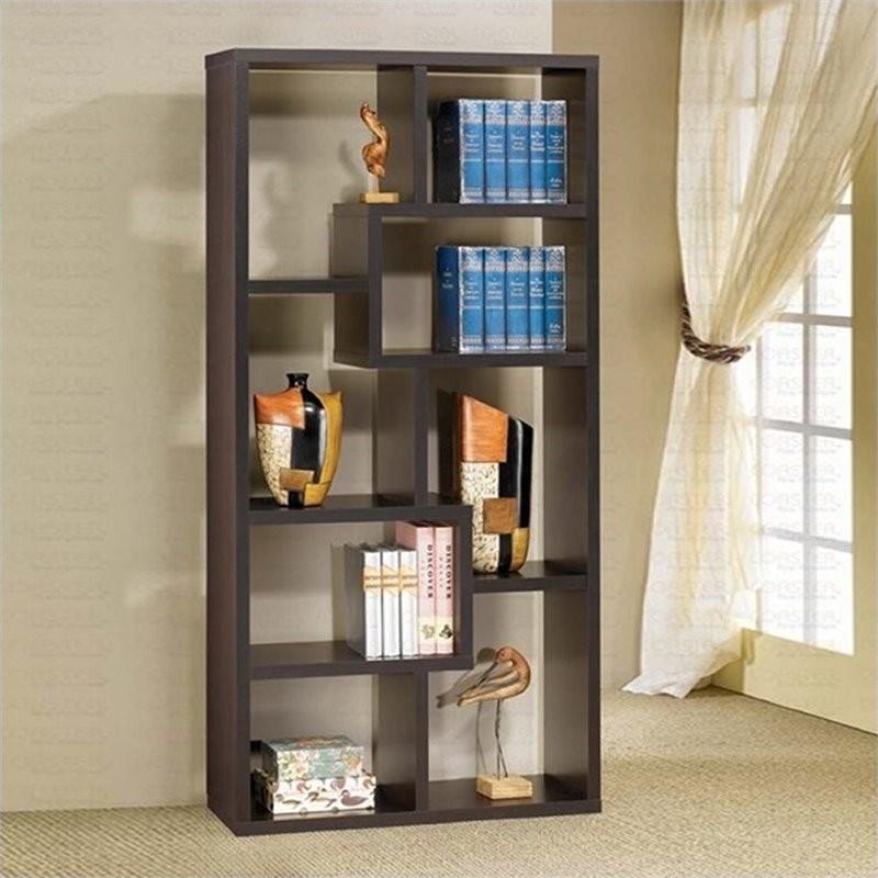 Coaster Theo Transitional 10 shelf Wood Bookcase Cappuccino   Contemporary   Bookcases   by GwG Outlet  Houzz