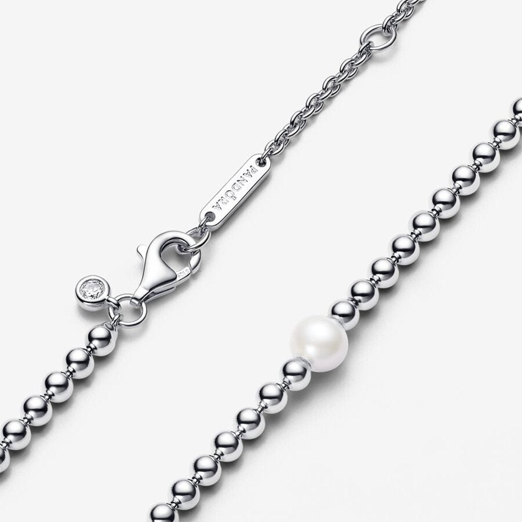 PANDORA  Treated Freshwater Cultured Pearl & Beads Collier Necklace - Sterling Silver