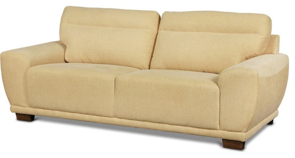 Pemberly Row Polyester Fabric Upholstered Sofa in Yellow Sun   Transitional   Sofas   by Homesquare  Houzz