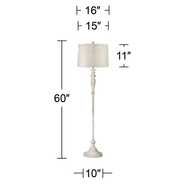 Tall Antique White Washed Off White Washed Silver Drum Shade For Living Room Bedroom Office