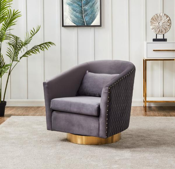 Sage Quilted Swivel Tub Chair Slate Gray   Contemporary   Armchairs And Accent Chairs   by AED Luxury Home Decor  Houzz