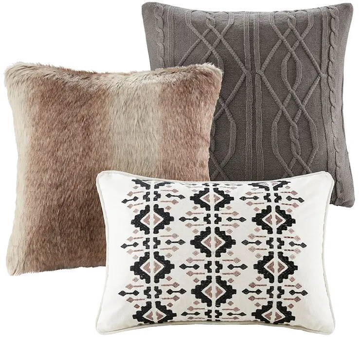 Black， Tan and Ivory Queen Urban Cabin 8 Piece Bedding Collection