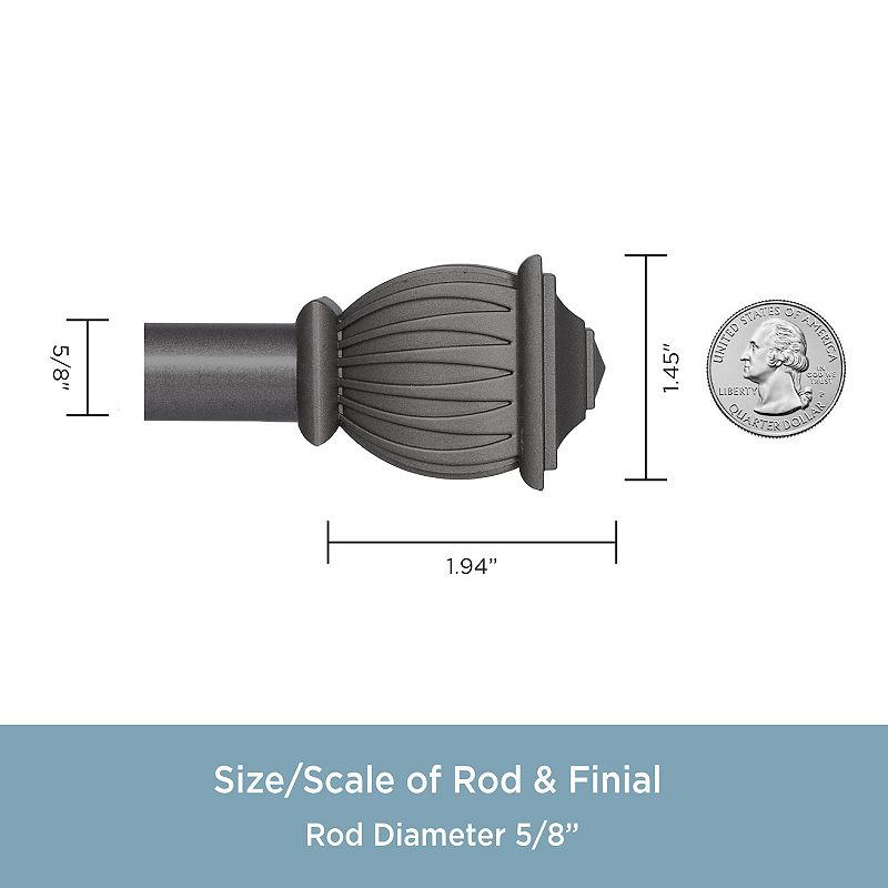 Kenney 5/8” Diameter Beckett Standard Decorative Adjustable Curtain Rod Set