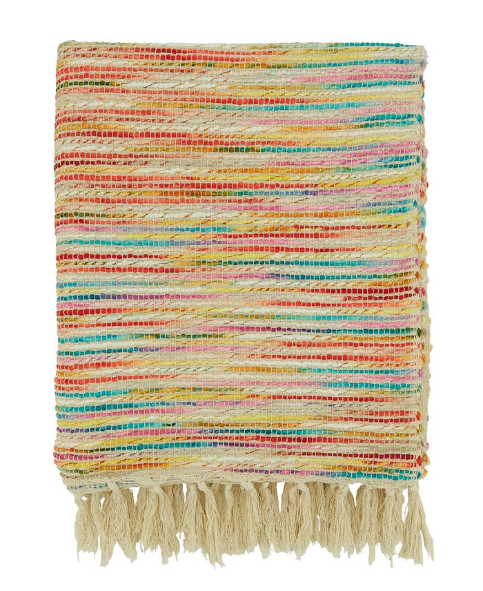 Saro Lifestyle Rainbow Stripe Design Throw， 50