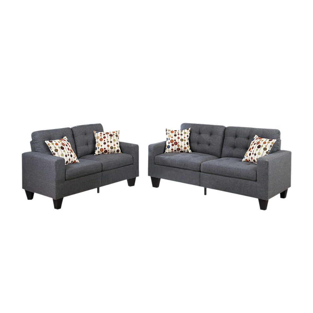 Bobkona Windsor Linen-Like Polyfabric 2-Piece Sofa and Loveseat Set