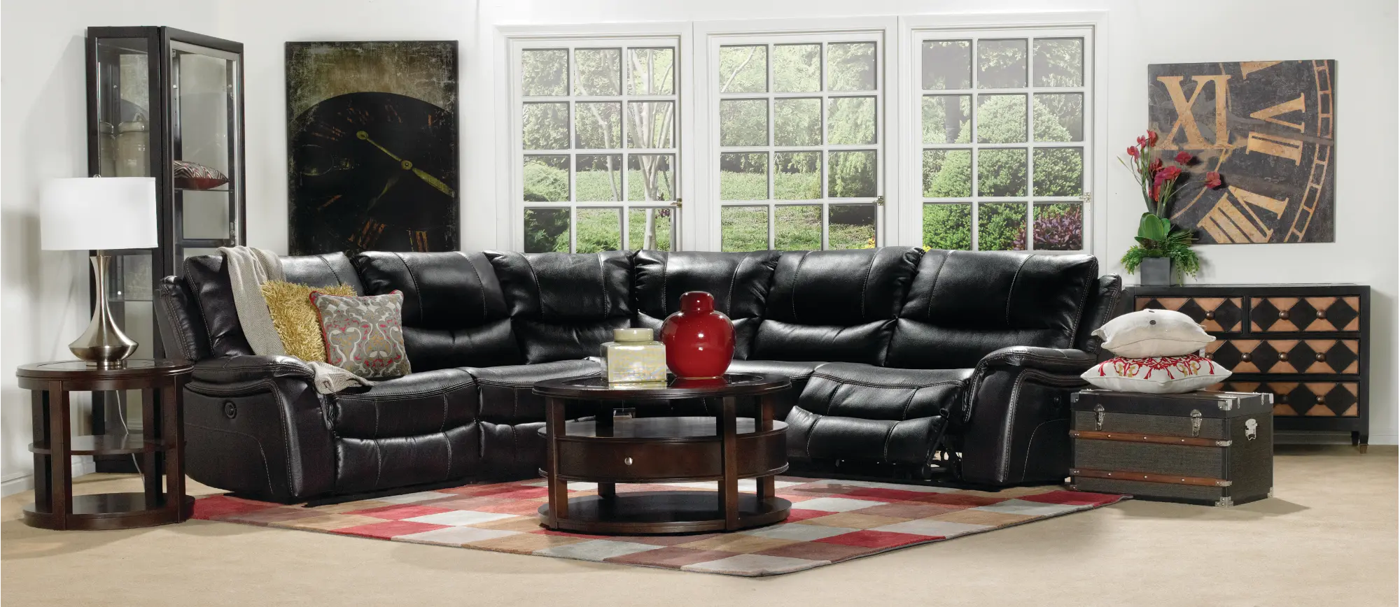 Wayne Black 5 Piece Reclining Sectional