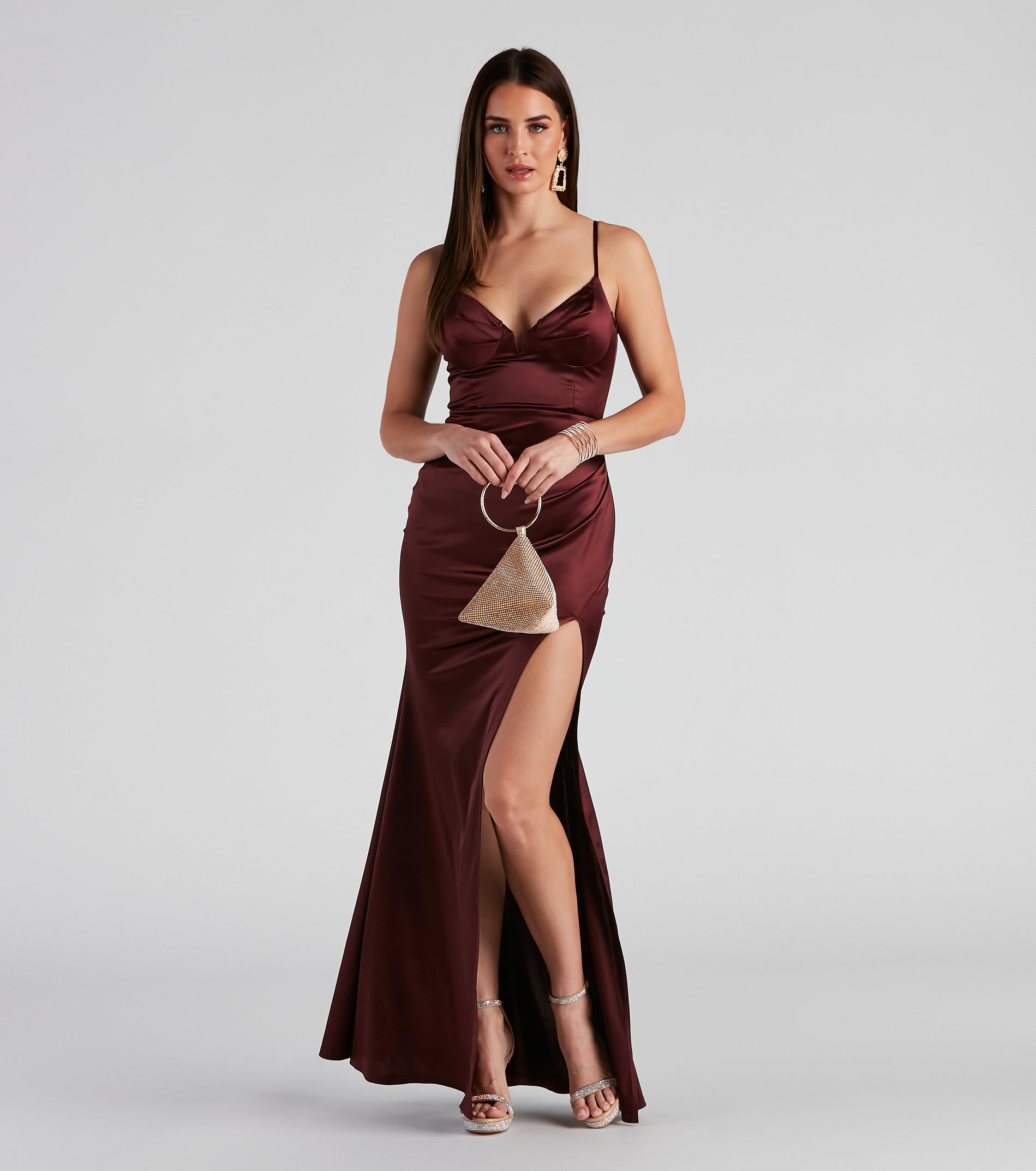 Edith Formal Satin V-Notch Dress