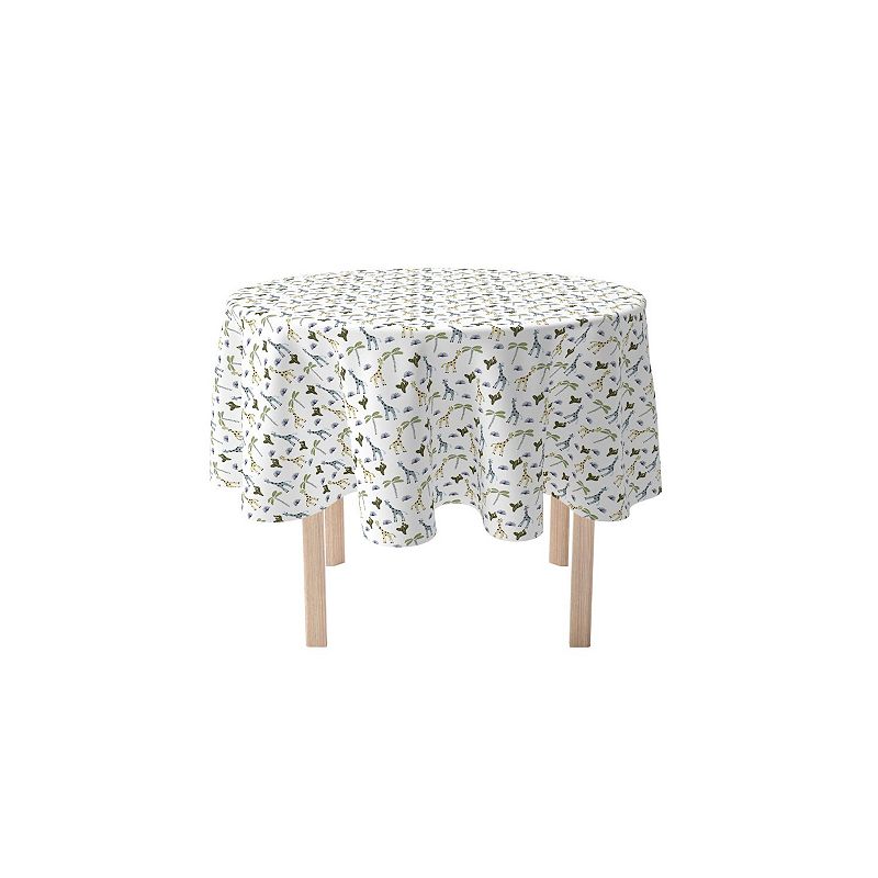 Round Tablecloth， 100% Polyester， 60 Round， Giraffe Wild Life