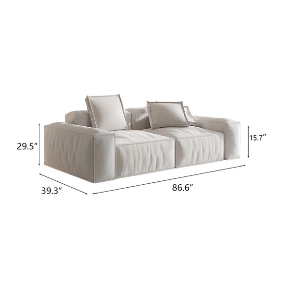 2 seater White Upholstered Sofa