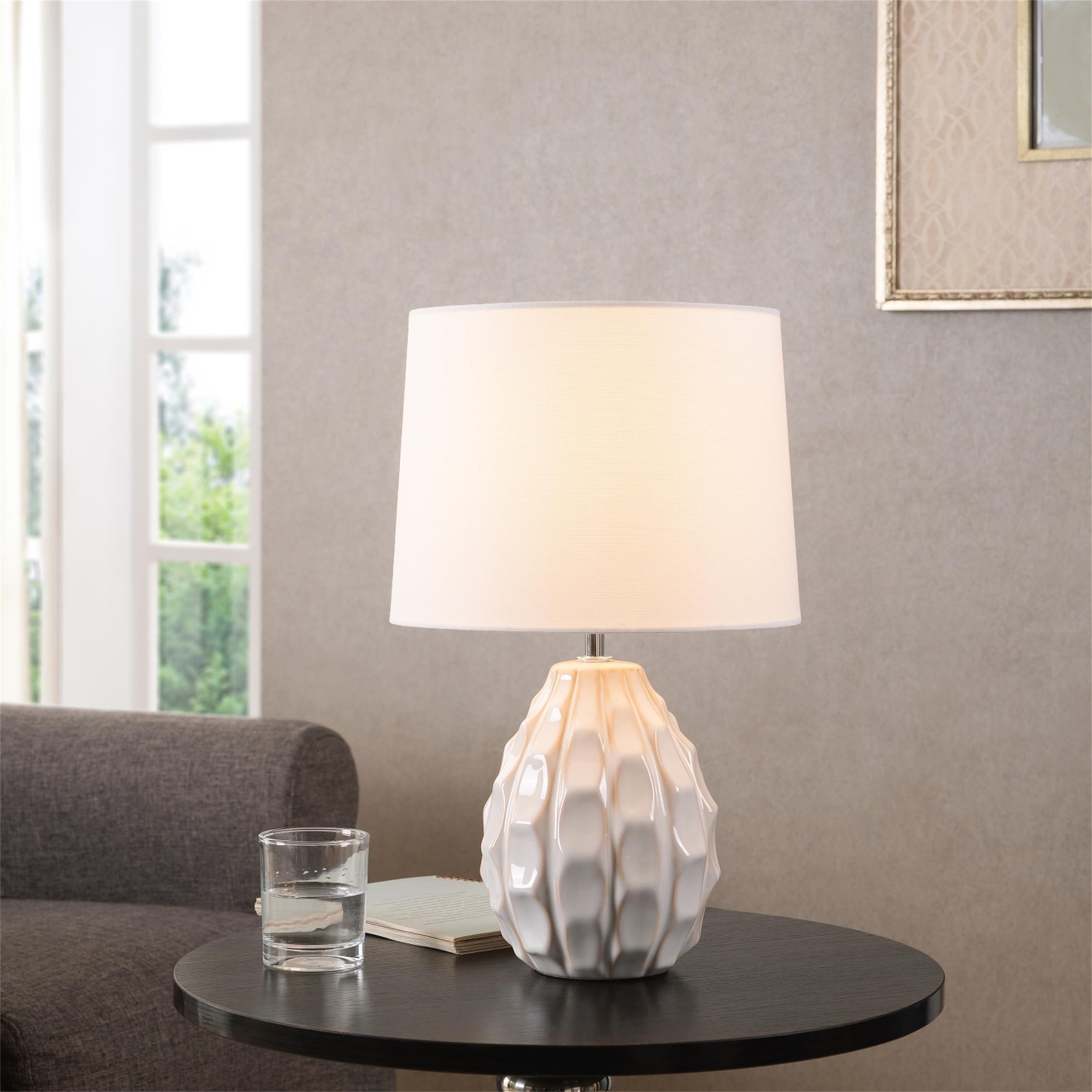 Mainstays Cream Sculptured Base Ceramic Table Lamp, 16.75