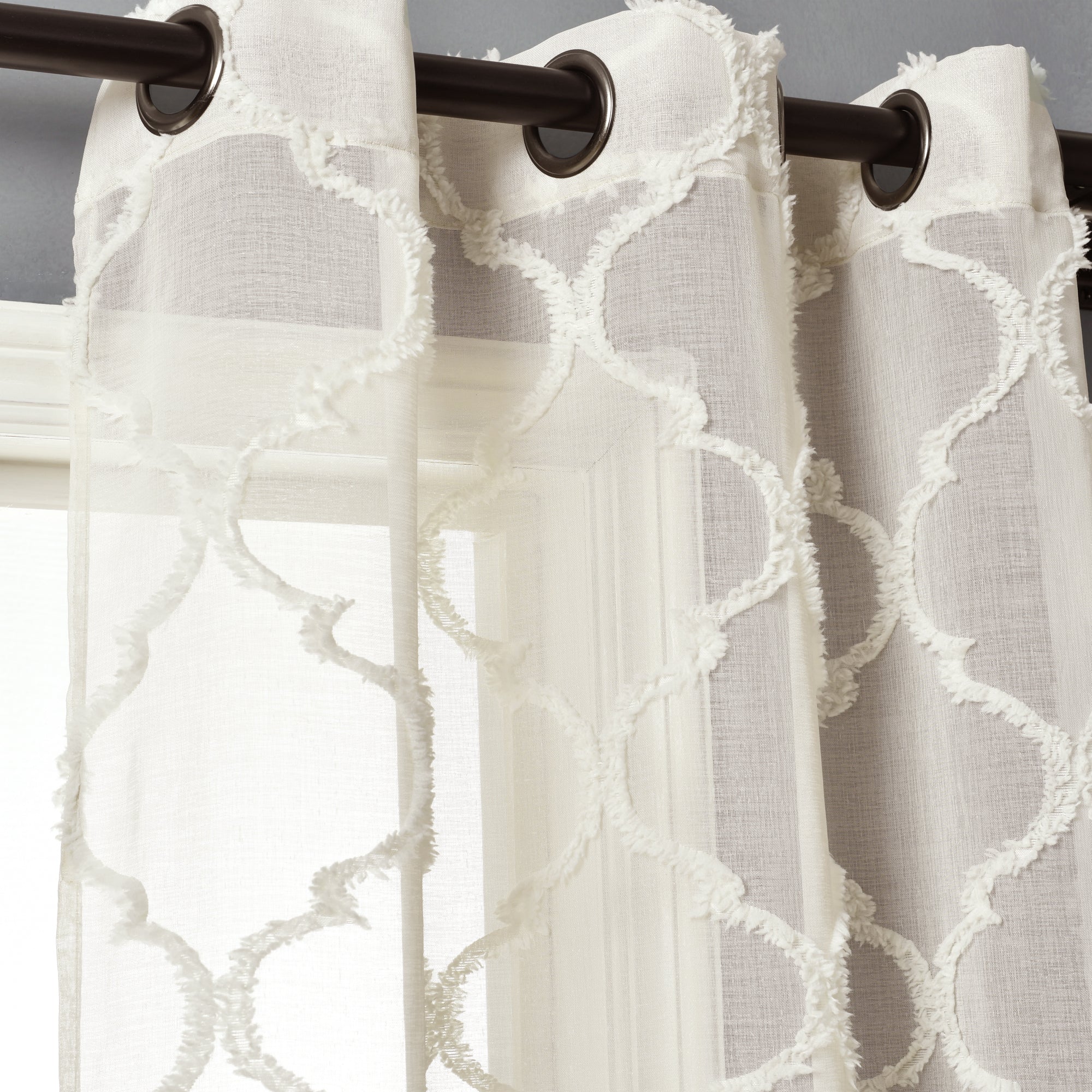 Avon Trellis Grommet Sheer Window Curtain Panel Set