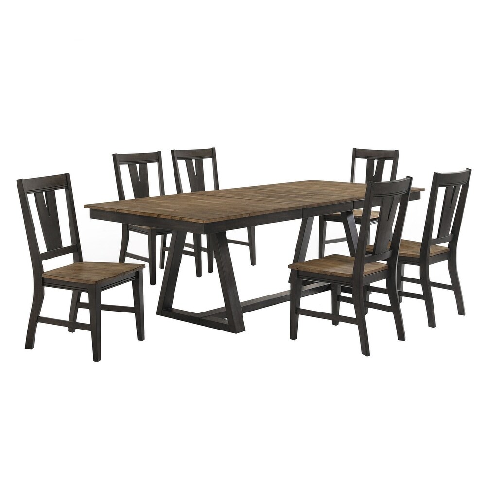 Harper Trestle Table  Brushed Brown   Pecan
