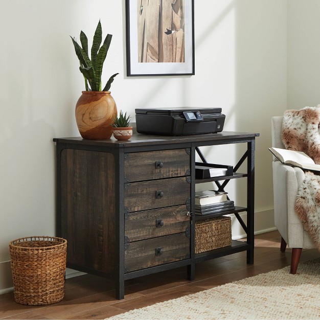 Steel River Storage Credenza With Drawers Carbon Oak Sauder