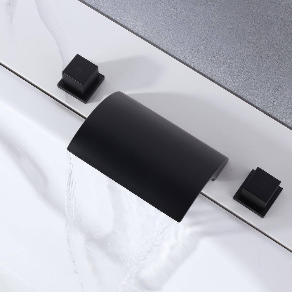 WOWOW 2-Handle Deck-Mount Roman Tub Faucet in Matte Black 3080600B-BHHD