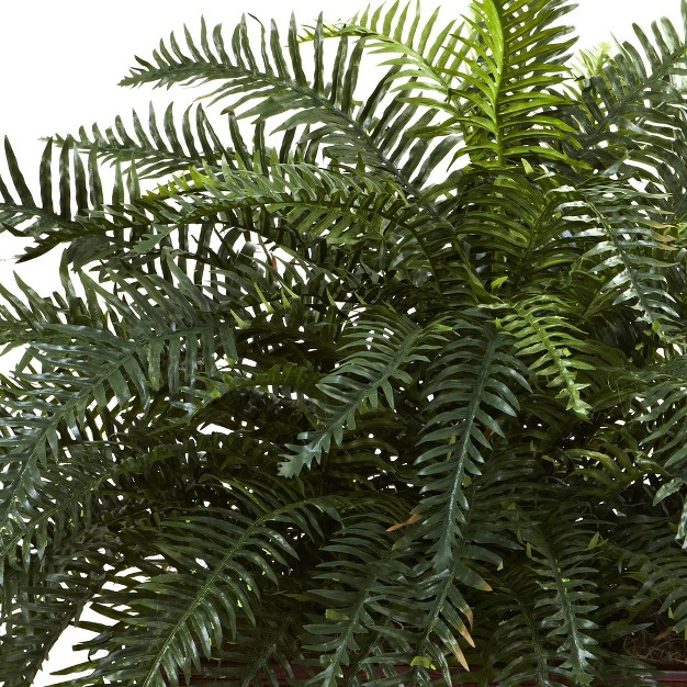 Nearly Natural River Fern With Wood Planter