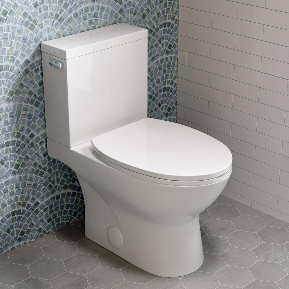 Swiss Madison Cache 2-piece 1.28 GPF Single Flush Elongated Toilet in Glossy White Seat Included SM-2T230