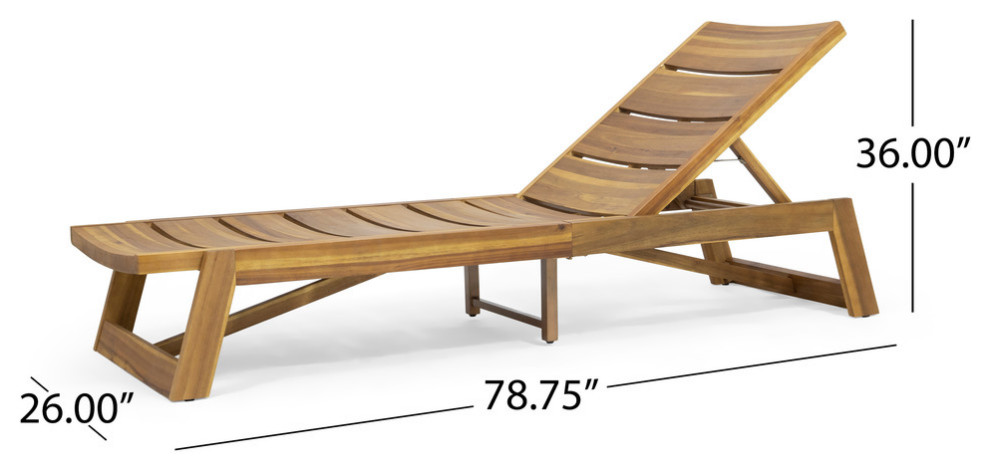 Angela Outdoor Wood and Iron Chaise Lounges  Set of 2   Transitional   Outdoor Chaise Lounges   by GDFStudio  Houzz