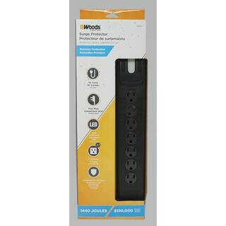 Woods 7-Outlet Surge Protector with Safety Overload Feature 41496