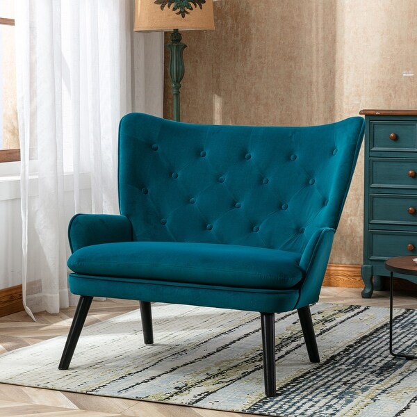 Double Fabric Upholstered Armchair High Back Accent Chair