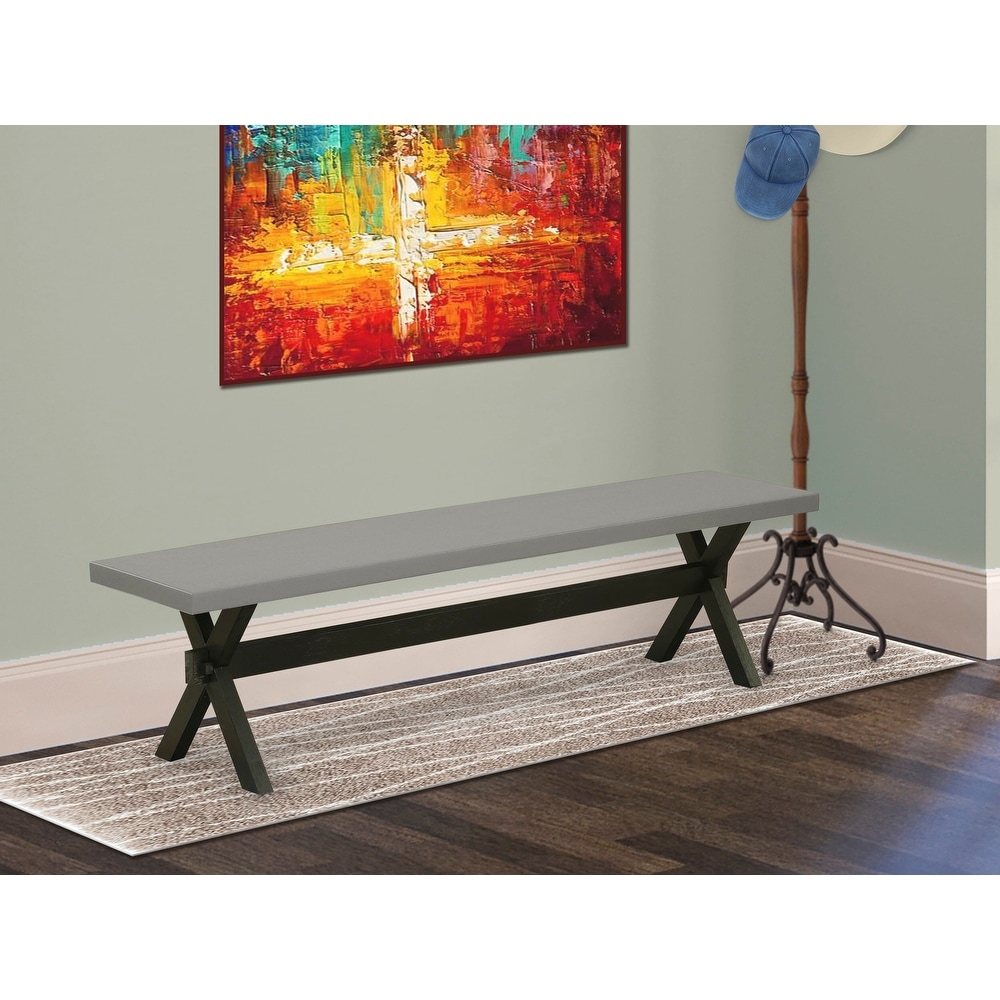 East West Furniture X Style Modern Dining Bench with Wooden Seat(Finish Options)