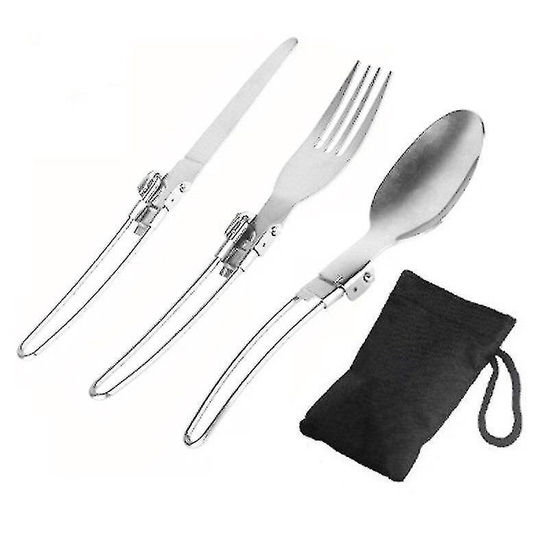 Three-piece Travel Folding Cutlery Set 304 Stainless Steel Folding Cutlery