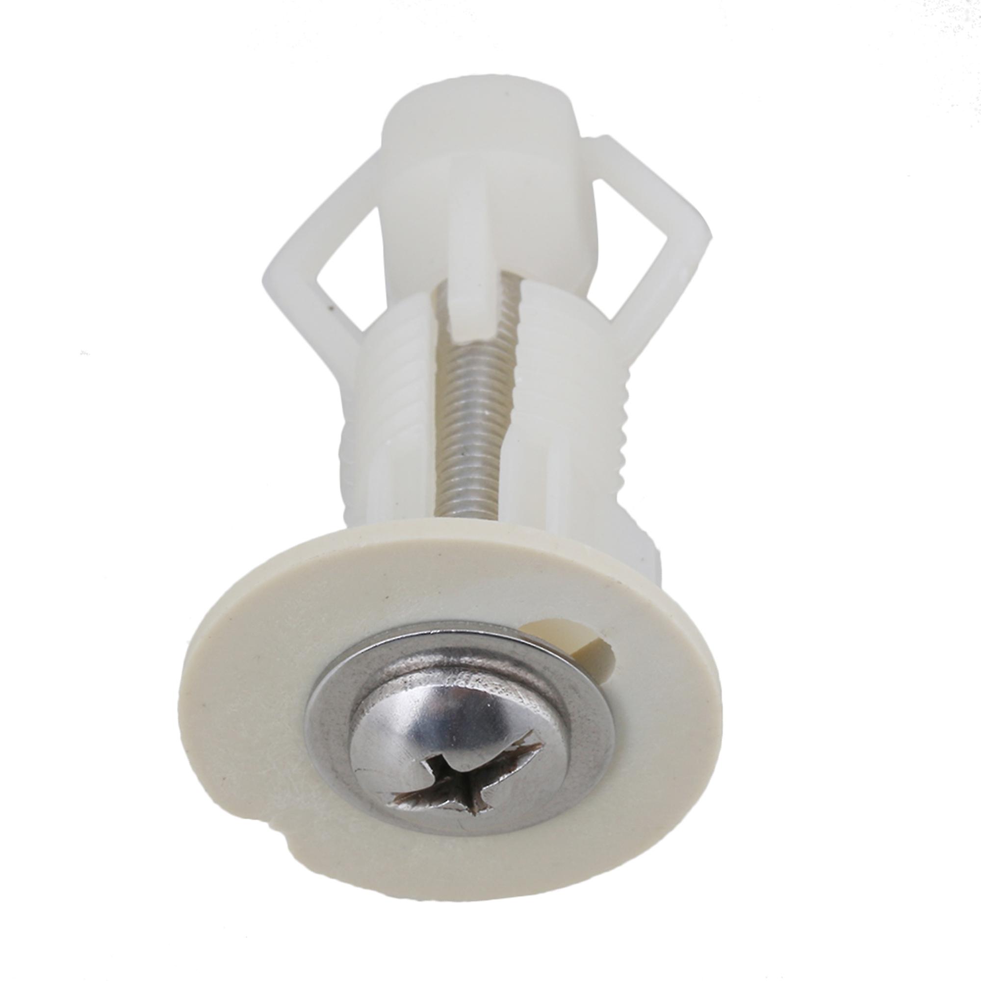 4Pieces Toilet Seat Expanding Screws Plastic Well Nuts Top Fixing White