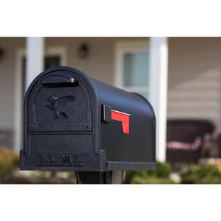 Architectural Mailboxes Arlington Textured Black Large Steel Post Mount Mailbox AR15B0AM