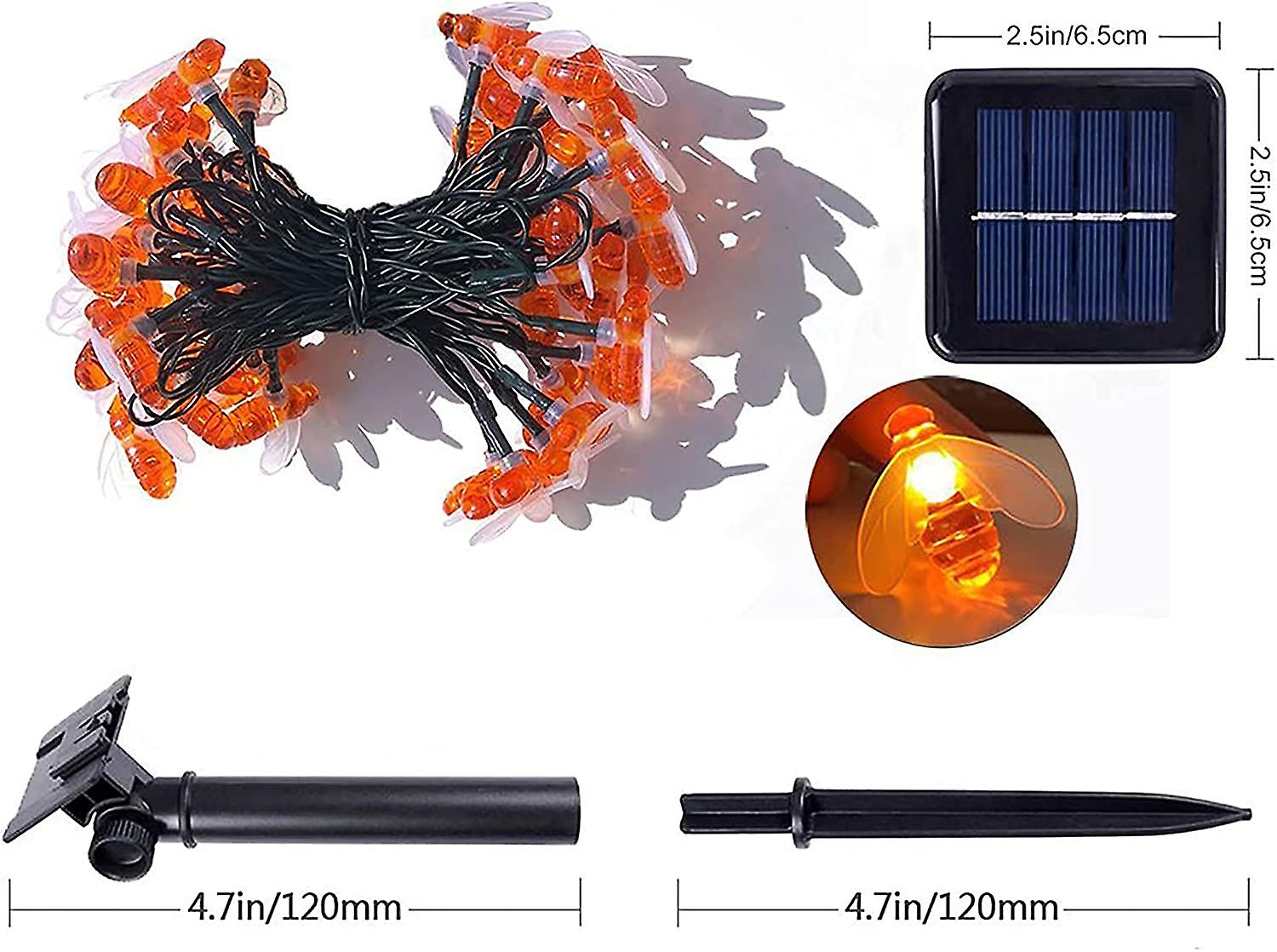 Solar Night Lights Outdoor Fairy Lights， 4.8m 20led Solar Bee String Lights， 8 Modes Solar Powered Indoor Fairy Waterproof Decoration Lighting For Gar