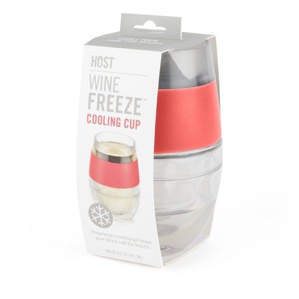 Wine FREEZE Cooling Cup in Coral (1 pack) by HOST - Pink - 4.75