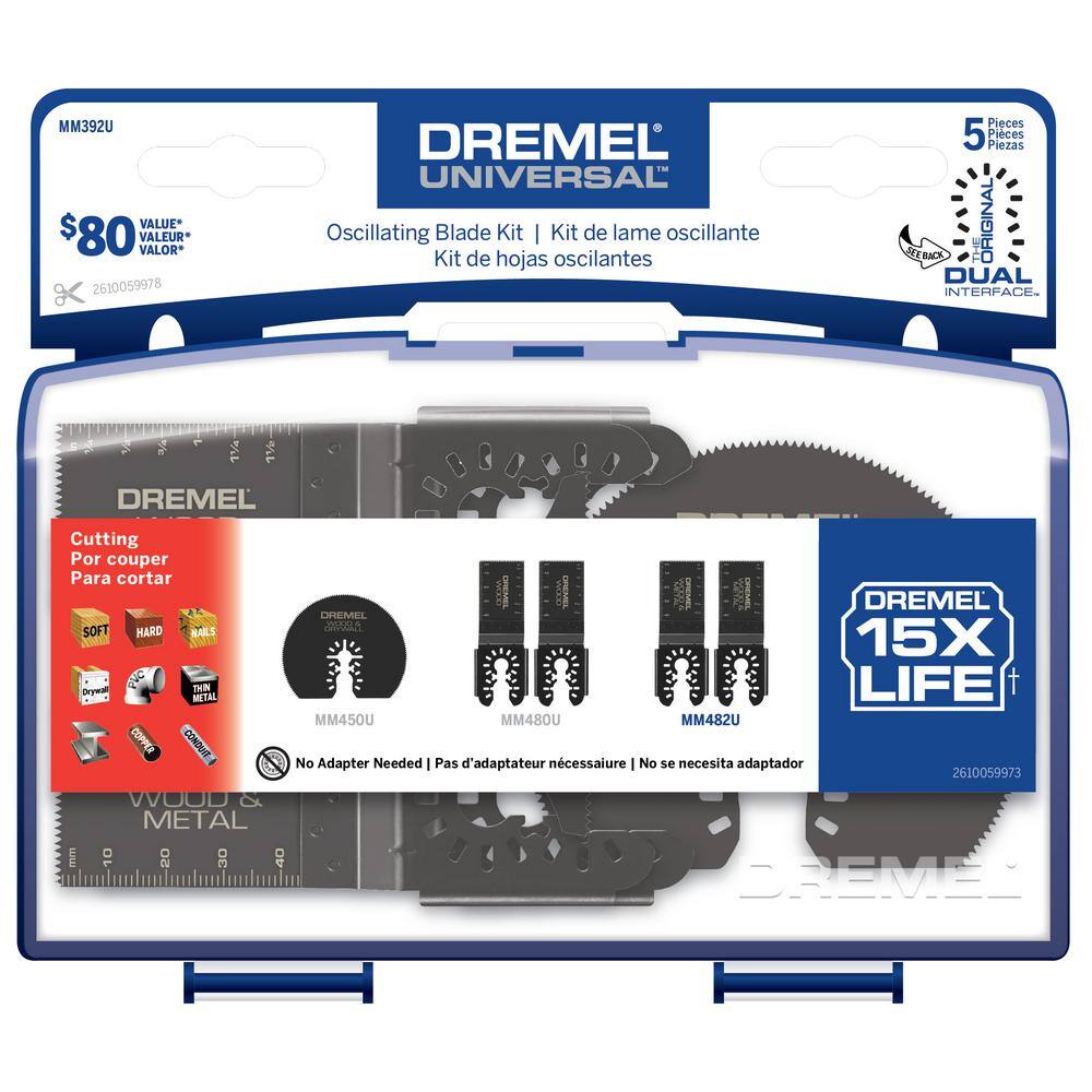 Dremel Universal Bi-Metal HCS Oscillating Multi-Tool Blade Kit (5-Piece) MM392U