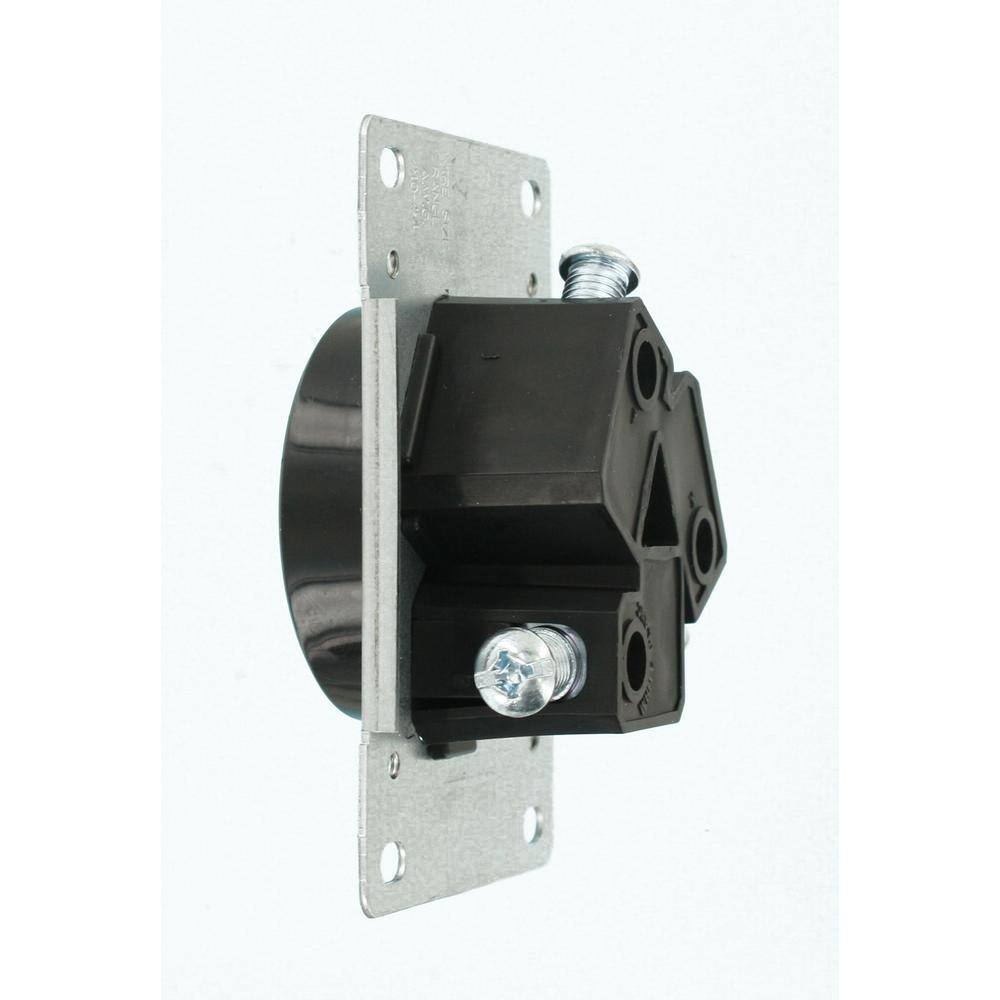 Leviton 30 Amp 125-Volt250-Volt Shallow Single Flush Mounted Outlet Black R30-05207-S10