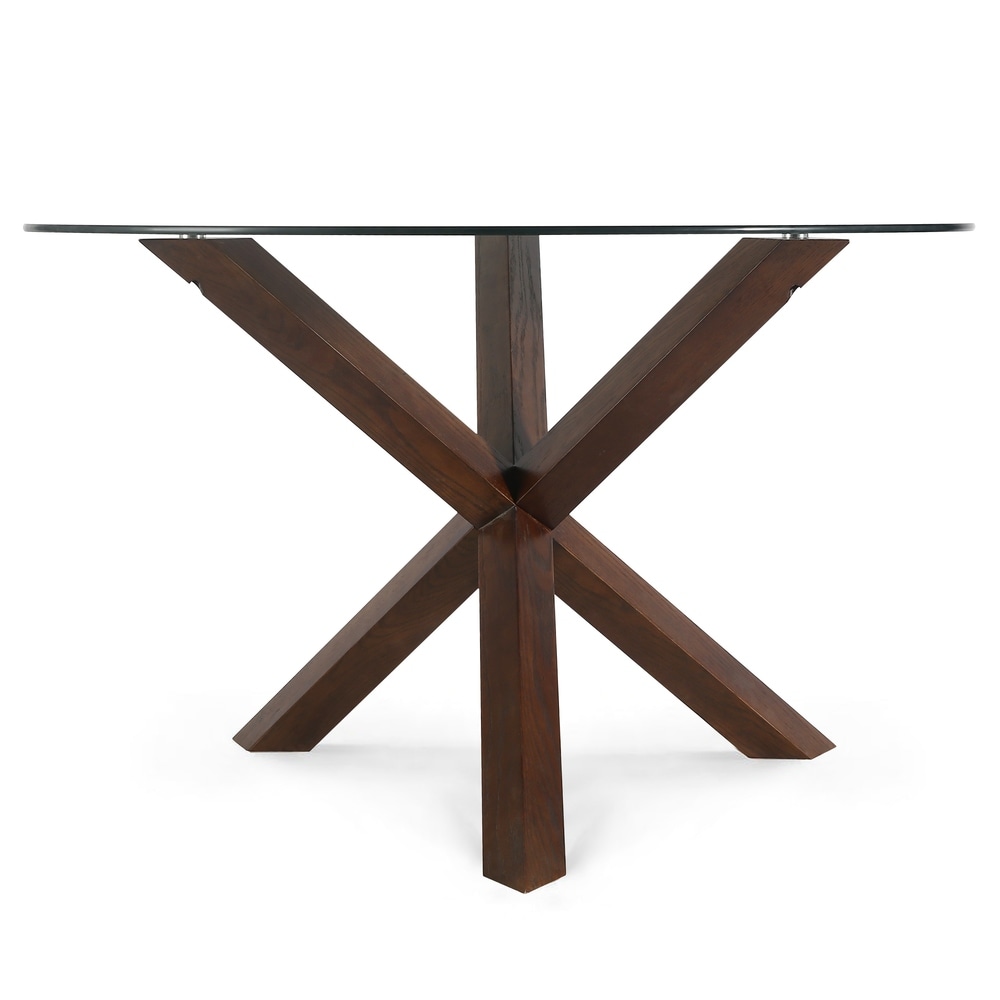 Poly and Bark Kennedy Round Glass and Wood Dining Table