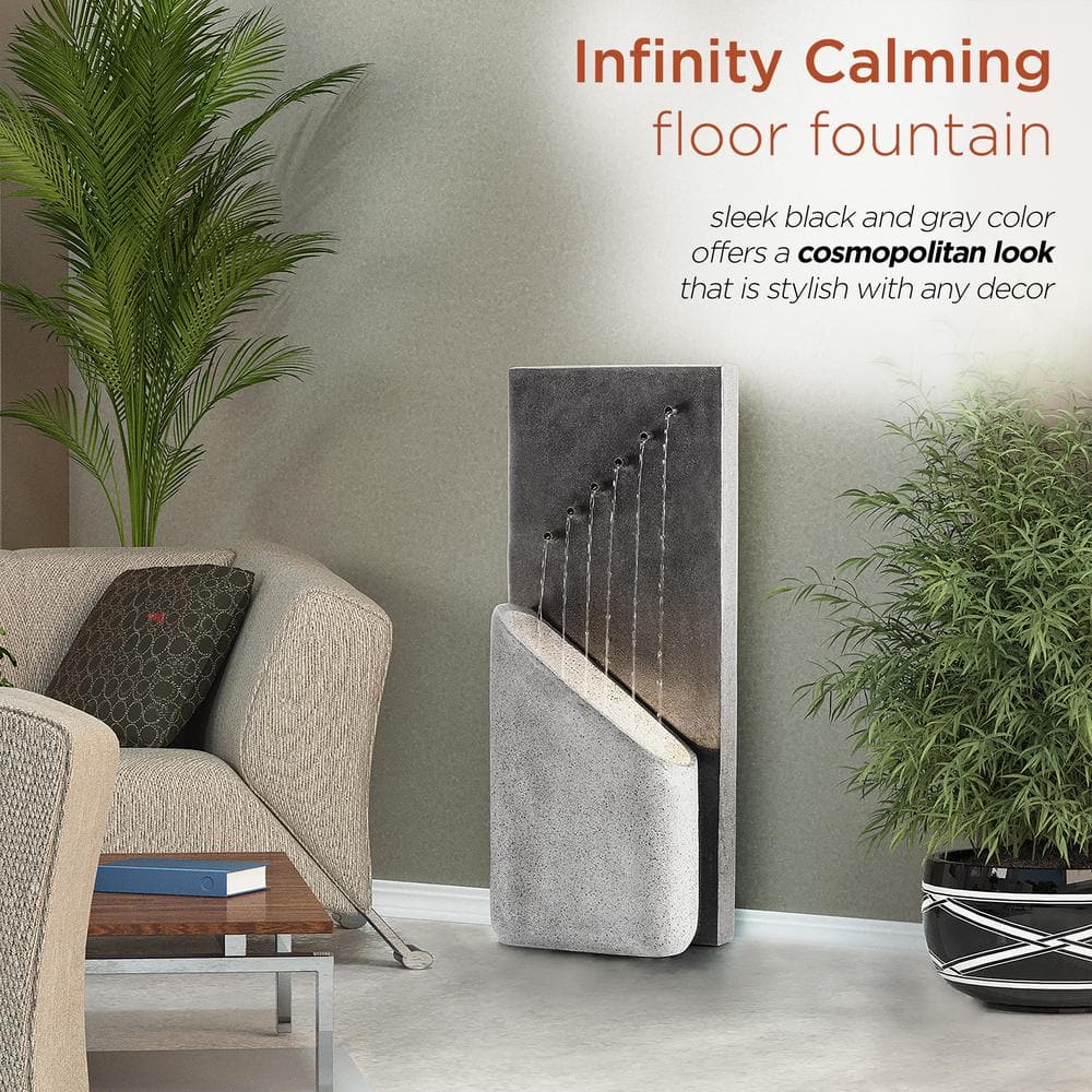 Alpine Corporation 40 in. Tall Indoor/Outdoor Infinity Calming Floor Fountain, Grey GIL1644