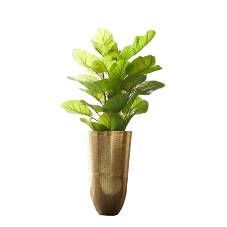 Elegant Design Gold Plated Metal Flower Vase Planter Medium Size Floor Planter At Wholesale Price Garden and Home Use