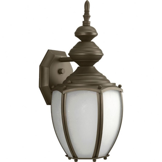 Progress Lighting Roman Coach 1 light Wall Lantern In Antique Bronze With Etched Water Seeded Glass Shade