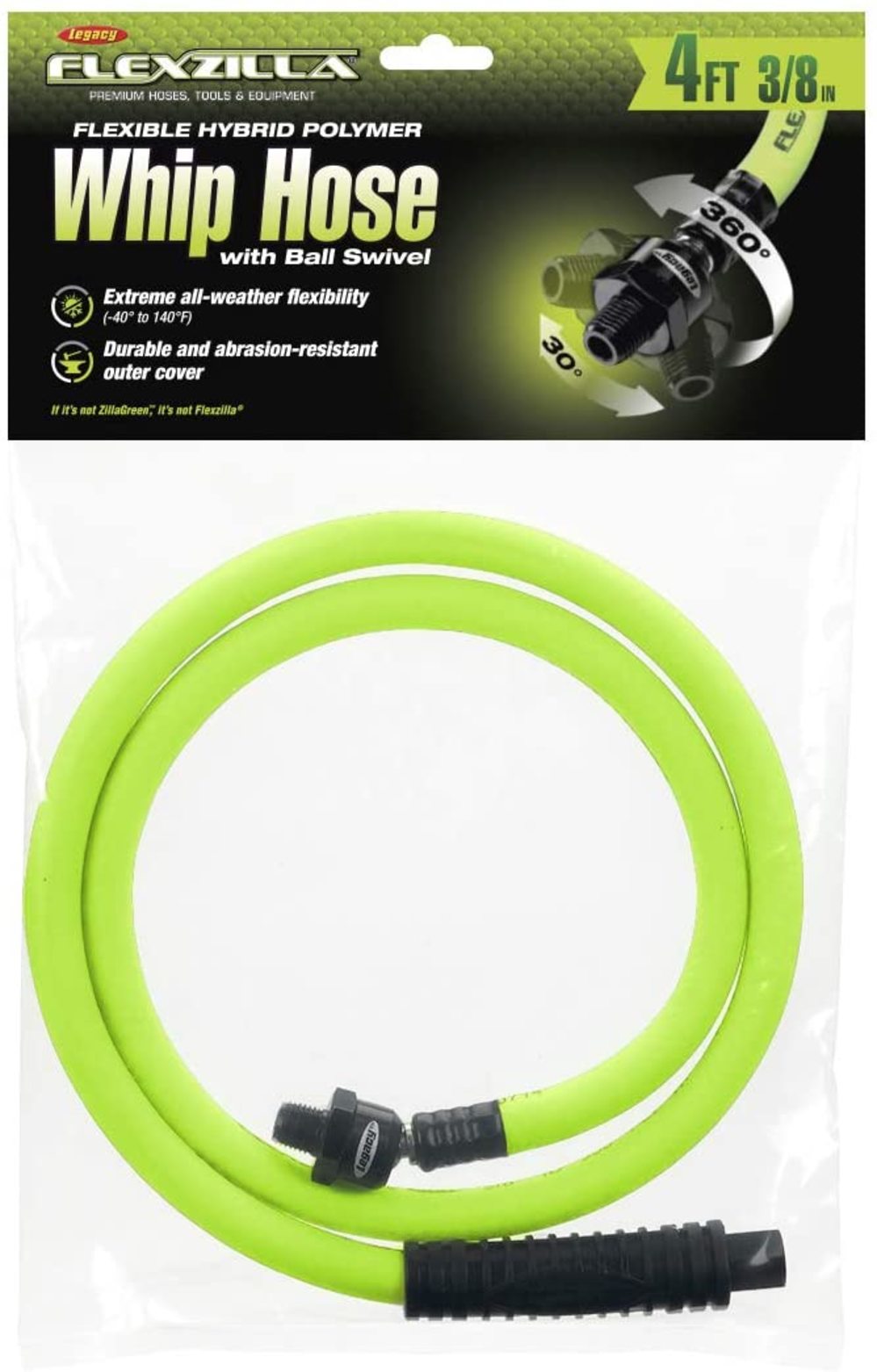 Whip Hose with 1/4 In. MNPT Ball Swivel x 1/4 In. FNPT Fittings