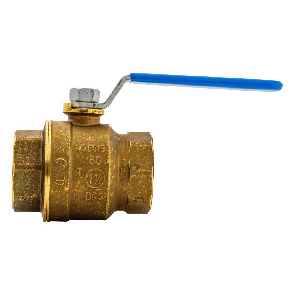 Everbilt 1-12 in. x 1-12 in. Brass FPT Full Port Threaded Ball Valve 107-407EB