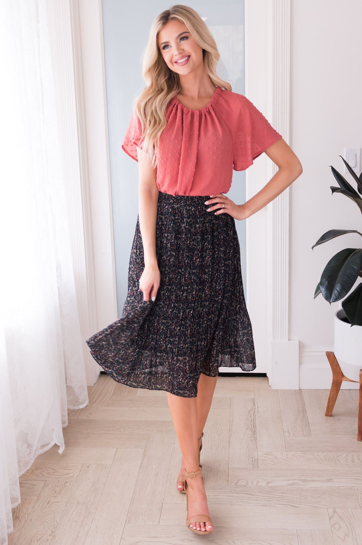 Fall Blooms Modest Pleat Skirt