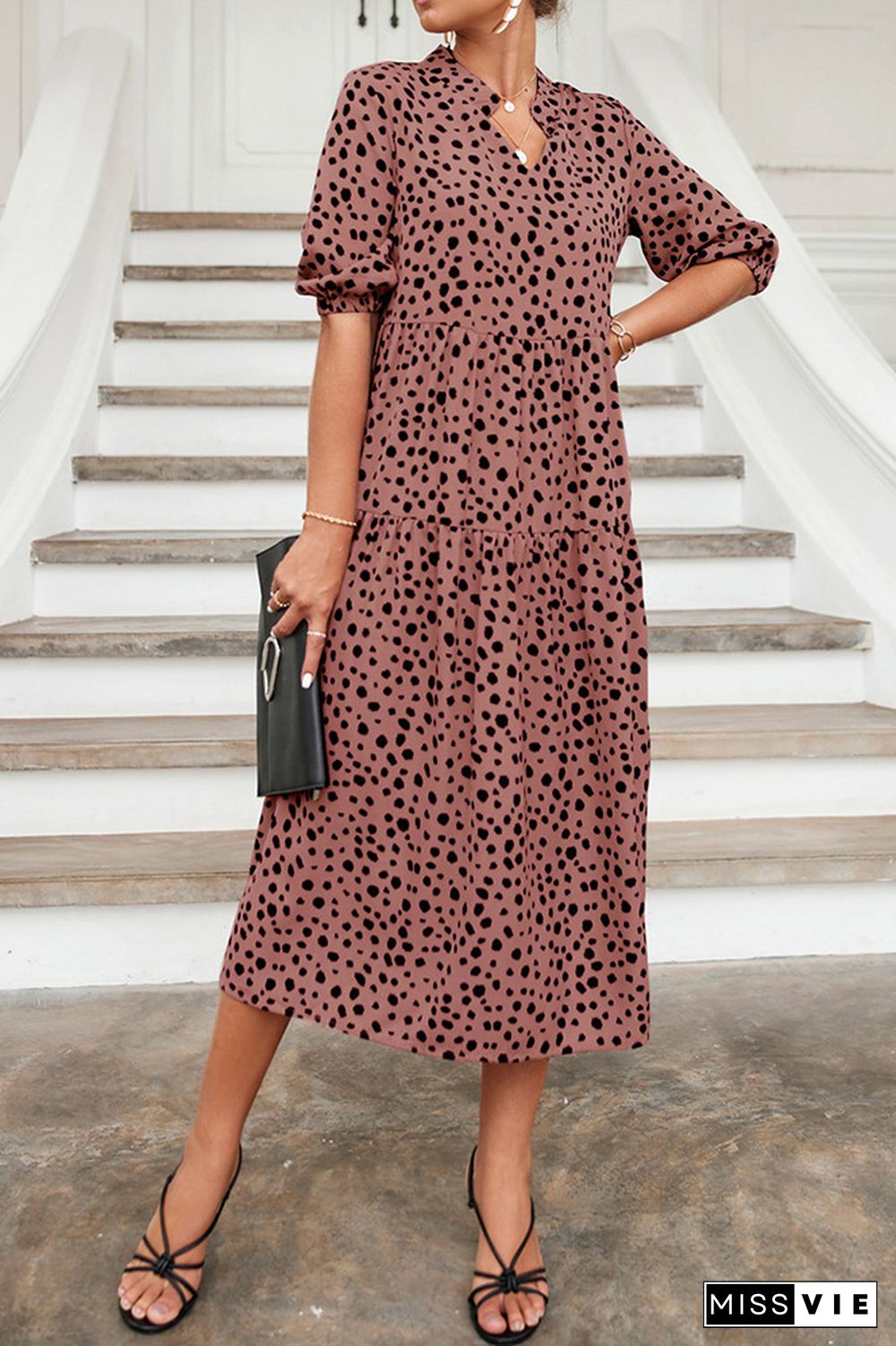 Polka Dot V-neck Dress Wholesale