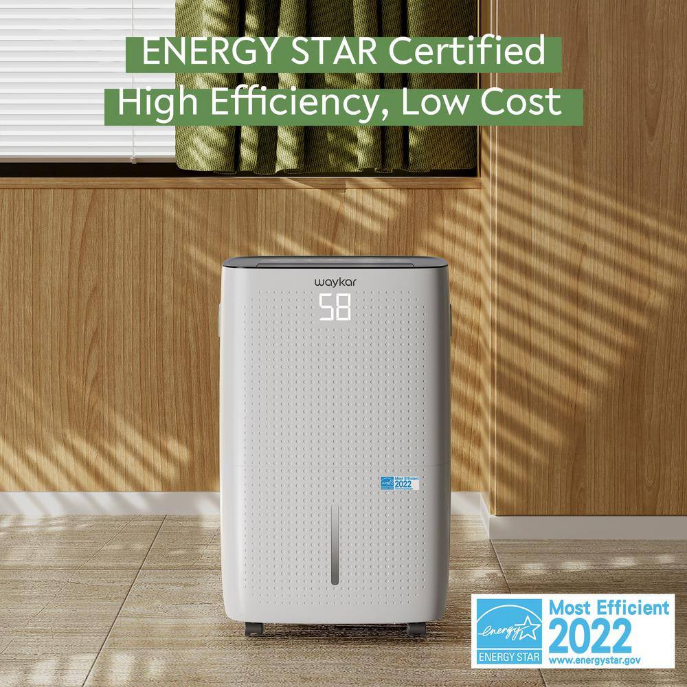 waykar 150-Pint Energy Star Dehumidifier with Water Tank up to 7000 sq. ft. Large Space Essential White Portable HDCXJD026C-150