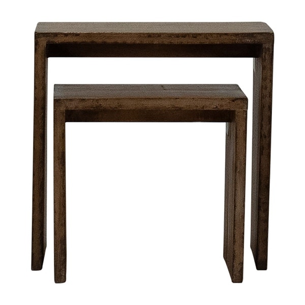 Evie Set of 2 Nesting Side Tables， Medium Brown