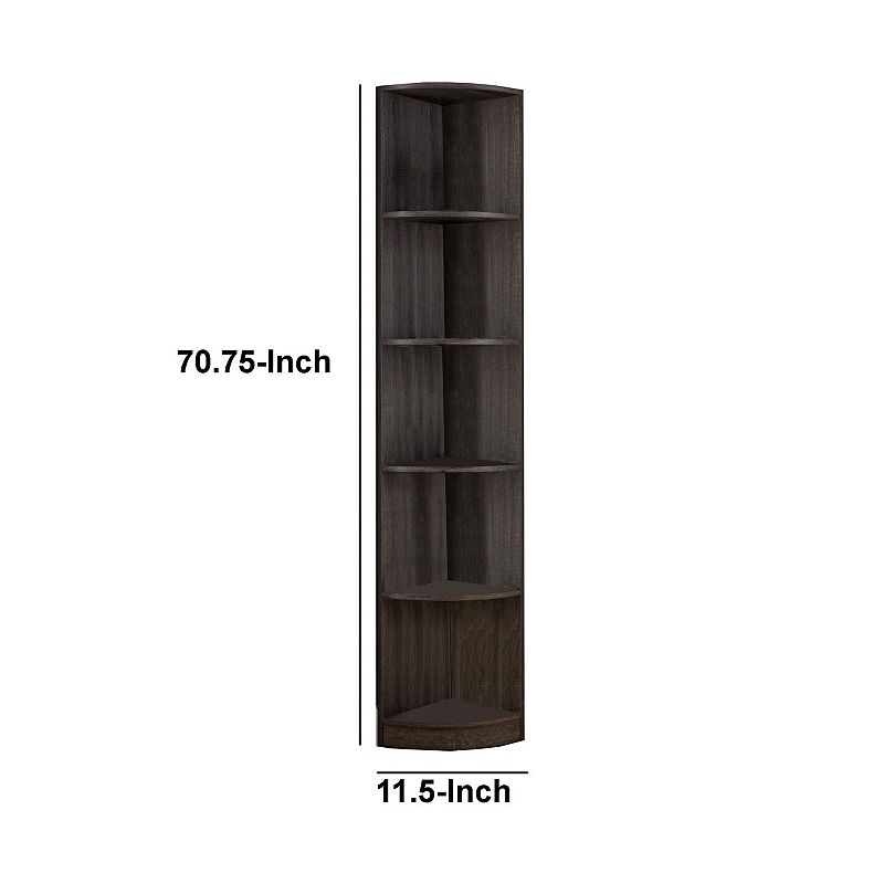 Wooden Corner Display Cabinet， Brown