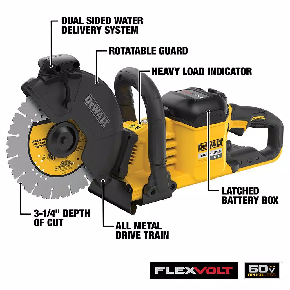 DEWALT FLEXVOLT 60-Volt MAX Cordless Brushless 9 in. Cut-Off Construction Saw with (2) FLEXVOLT 9.0Ah Batteries and#8211; XDC Depot