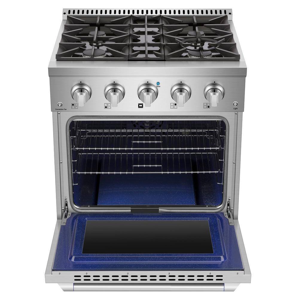 Empava 30 in. 4.2 cu. ft. Single Oven Freestanding Gas Range with 4 Burners in Stainless Steel EPV-30GR07