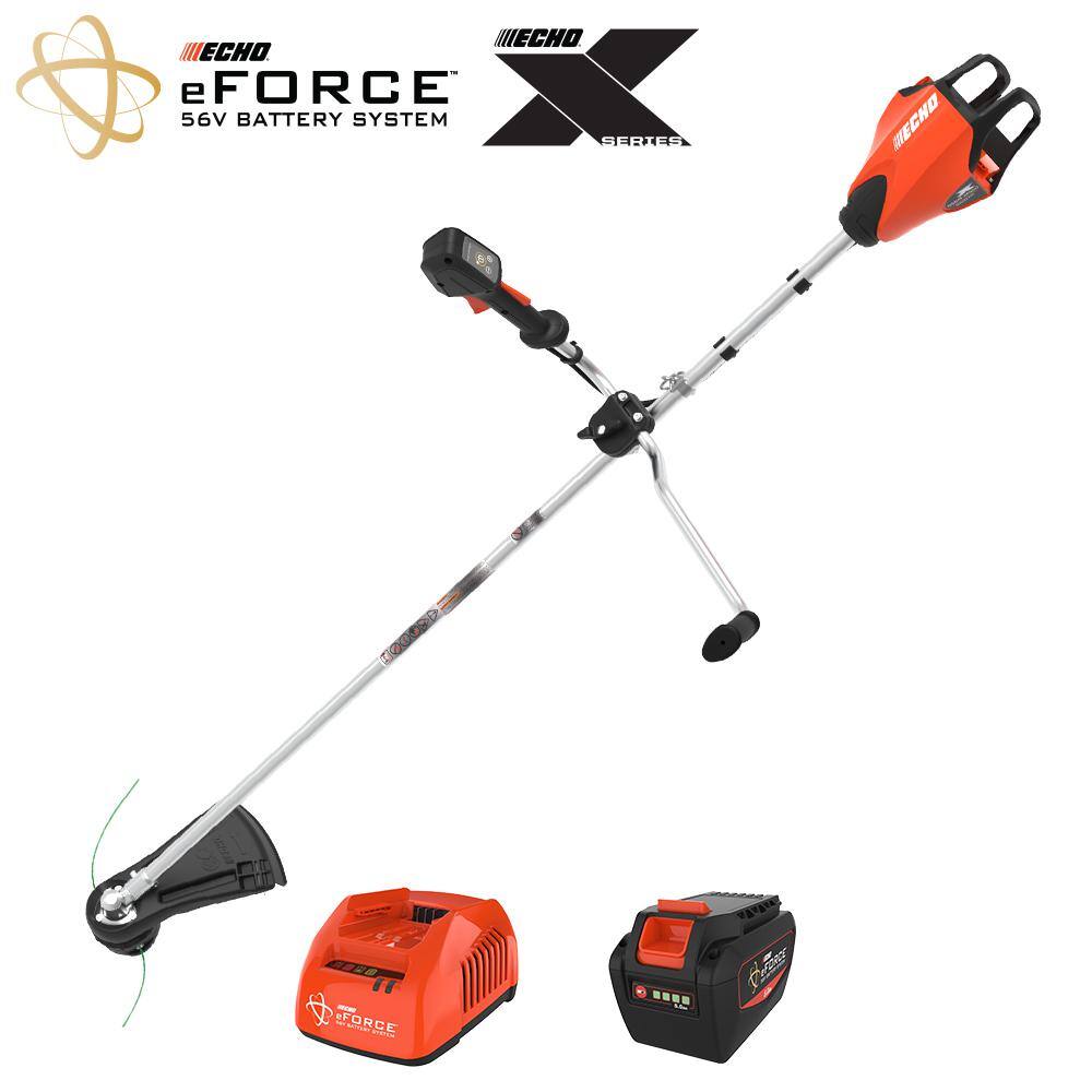 ECHO eFORCE 56V X Series 17 in. Brushless Cordless Battery String TrimmerBrushcutter with 5.0Ah Battery and Charger DSRM-2600UC2