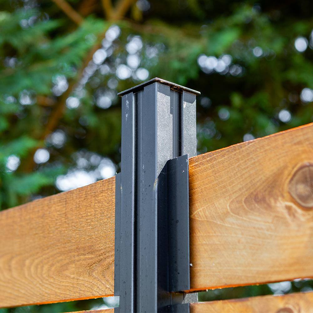 Peak Products Modular Fencing 94 in. H Matte Black Aluminum In-Ground Post for A 6 ft. H Outdoor Privacy Fence System 2491