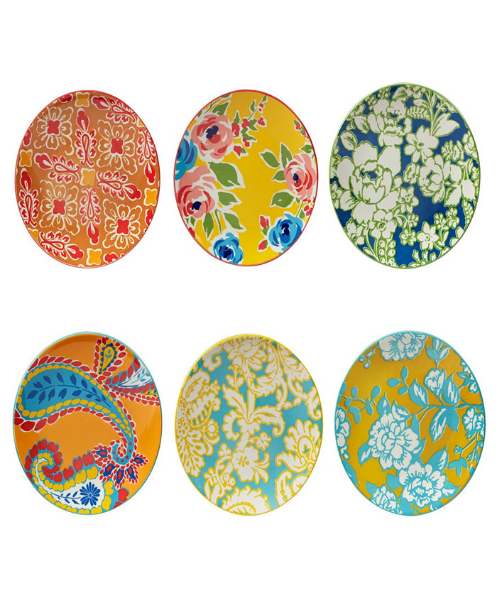 Certified International Damask Floral Set of 6 Salad Plate